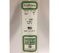 Evergreen 767 - 0.198"/5.0mm Polystyrene T-Shapes 14"/35cm 3 pcs