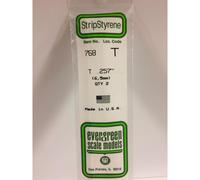 Evergreen 768 - 0.257"/6.5mm Polystyrene T-Shapes 14"/35cm 2 pcs