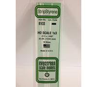 Evergreen 8103 - 0.011" x 0.033" Polystyrene HO-Scale Strips 14"/35cm 10pcs