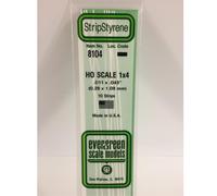 Evergreen 8104 - 0.011" x 0.043" Polystyrene HO-Scale Strips 14"/35cm 10pcs