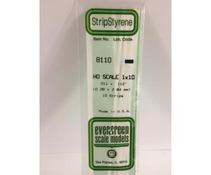 Evergreen 8110 - 0.011" x 0.112" Polystyrene HO-Scale Strips 14"/35cm 10pcs