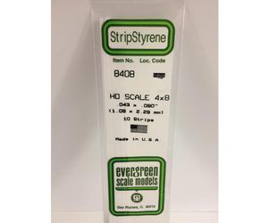 Evergreen 8408 - 0.043" x 0.090" Polystyrene HO-Scale Strips 14"/35cm 10pcs
