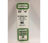 Evergreen 8608 - 0.066" x 0.090" Polystyrene HO-Scale Strips 14"/35cm 10pcs