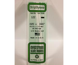 EverGreen EVG122 0.02 x 0.04 in. Styrene Strips Railroad Scratch Building Supply, White