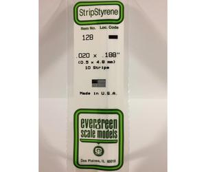 EverGreen EVG128 0.02 x 0.19 in. Styrene Strips Railroad Scratch Building Supply, White