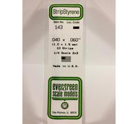 EverGreen EVG143 0.04 x 0.06 in. Styrene Strips Railroad Scratch Building Supply, White