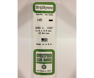 EverGreen EVG145 0.04 x 0.10 in. Styrene Strips Railroad Scratch Building Supply, White