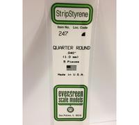 EverGreen EVG247 0.04 in. Quarter Round Styrene Railroad Scrtach Building Supply, Opaque White