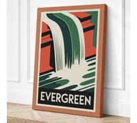 Evergreen Falls Art Deco Canvas Wall Art Print 36x24 Inch (91 x 61 cm)