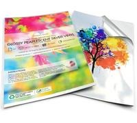 Evergreen Goods 10 Sheets A4 Glossy Silver Printable Sticker Vinyl | Waterproof Inkjet & Laser Printing | Self Adhesive Sticky Back Label