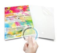 Evergreen Goods 10 Sheets Glossy Low Opacity Sticker Vinyl Labels | 90% Transparent Waterproof Inkjet & Laser Printable Translucent Self Adhesive | Make Your Own Stickers | Sticky Back Clear PVC