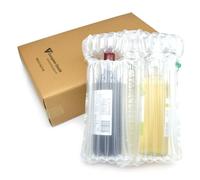 Evergreen Goods 10 Wine & Spirit Bottle Boxes with Inflatable Air Column Cushion Bags | Protective Bottle Bags with Cardboard Boxes for Safe Transportation of Glass Bottles (Box and Bag for 2 Bottles)