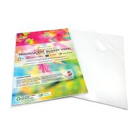 Evergreen Goods 100 Sheets A4 Waterproof Translucent Glossy Vinyl | Inkjet and Laser Printable | Semi-Transparent Low Opacity Self Adhesive PVC Sticker | Suitable for Cricut & Silhouette
