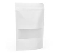 Evergreen Goods 100 White Kraft Paper Bags 140x200mm | Resealable Zip Lock | Food Storage, Matte Window Design, Grip Seal & Tear Notch, Splashproof, Valentine Gift & Multipurpose