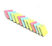 Evergreen Goods 12-Pack Pastel Coloured Sticky Notes | Removable Adhesive Memo Pad | 4 Colours Per Pad (Yellow, Pink, Orange, Blue) | 100 Sticky Notes Per Pad, 3"x3" | Office, Home & School Use