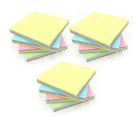 Evergreen Goods 12 Pads Multi Pastel Coloured Sticky Notes | 4 Colours per Pad, 100 Sheets per Pad, 76x76mm (3" x 3"), Removable