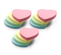 Evergreen Goods 12 Sticky Note Pads - 100 Sheets Per Pad - 76x76mm (3"x3") | Heart Shape Memo Pads | Removable Adhesive | Perfect for Gifts Valentine's & Home | Pads Colors Yellow, Pink, Green & Blue
