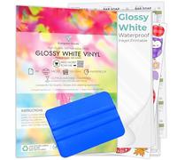 Evergreen Goods 20 Sheets A4 Glossy White Sticker Vinyl Labels | Waterproof Inkjet Printable Vinyl with Squeegee | Premium Quality Sticky Back Self Adhesive PVC