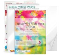 Evergreen Goods 20 Sheets A4 Printable White Photo Glossy Sticker Paper | Splashproof Self-Adhesive Compatible with Inkjet & Laser Printers | Sticky Back Paper Custom Product Labelling & DIY Projects