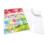 Evergreen Goods 200 Sheets A4 White Glossy Printable Photo Sticker Paper | Splashproof Inkjet & Laser Compatible Self Adhesive Label | Ideal for Product Labelling, DIY Crafts, Scrapbooking & More