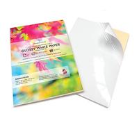 Evergreen Goods 30-Sheet A4 Glossy Sticker Paper White Self-Adhesive, Inkjet/Laser Printable, DIY Stickers, Arts & Crafts, Plotter Compatible, Strong Back.