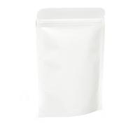 Evergreen Goods 50 White Kraft Stand-Up Paper Reusable Food Bags (130 x 180mm) | Pouches Foil Lined with Tear Notch Heat-Grip Sealable Ziplock | Perfect for Packaging Coffee Beans, Snacks & Sweets Etc