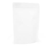 Evergreen Goods 50 White Kraft Stand-Up Paper Reusable Food Bags (170 x 240mm) | Pouches Foil Lined with Tear Notch Heat-Grip Sealable Ziplock | Perfect for Packaging Coffee Beans, Snacks & Sweets Etc
