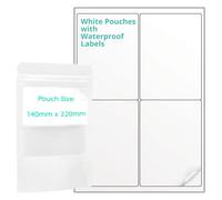 Evergreen Goods 50 White Window Stand-Up Food Pouches (140x220mm) with Zip Lock & Heat Seal Waterproof Matte White Vinyl Labels | Packaging & Labelling Kit for Small Businesses