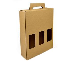 Evergreen Goods 500ml Beer Bottle Carrier Box | Holds 3 Bottles or Cans - 3 Display Windows | Durable Cardboard Holder for Beer, Ale, Cider | Ideal for Home Brew, Gifts and Parties Occasions (5 Box)