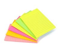 Evergreen Goods 6 Pads Lined Sticky Notes - Neon Colours, Removable Adhesive, 100 Sheets per Pad (100x150mm) - Perfect for Office Memos, Study Notes, and Organised to-Do Lists