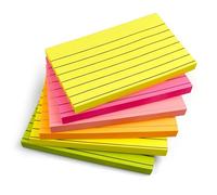 Evergreen Goods 76mm x 127mm (3" x 5") Lined Sticky Notes for Post | Removable Adhesive Memo Pads in 5 Bright Yellow, Green, Pink, Orange & Peach Colours | 6 Note Pads of 100 Sheets (600 Sheets Total)