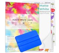 Evergreen Goods A4 100 Sheets Matte White Printable Sticker Paper Vinyl with Squeegee | Inkjet Laser Waterproof Sheets - Blank Self Adhesive Vinyl | Make Your Own Stickers & Product Labels Cutters