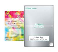Evergreen Goods A4 Matte Silver Precut Sticker Labels | 10 Sheets | Waterproof Sticky-Back Self-Adhesive Multi-Purpose Labels | Inkjet & Laser Printable | 2 Stickers per Sheet 1x2, 20 in Total
