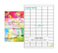 Evergreen Goods A4 Precut Multi Sticker Labels Matte White | 5x13, 65 per Sheet: 3,250 Labels in Total, 50 Sheets | Inkjet & Laser Printable | Sticky-Back Self Adhesive Multi-Purpose Printing Paper