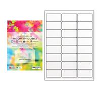 Evergreen Goods A4 White Matte Vinyl Precut Sticker Labels | 10 Sheets | Waterproof Sticky-Back Self Adhesive Multi Labels | Inkjet & Laser Printable | 24 Stickers per Sheet, 240 Total (3 x 8)