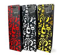Evergreen Goods Black Wine Gift Bags with Handles | Party Design | 6 Pack