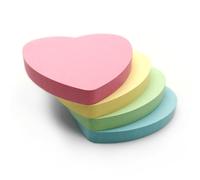 Evergreen Goods Heart Shaped Sticky Notes Pastel | 4 Pads x 100 Sheets (400 Total) | 76x76mm | Valentine's, Office, School & Home | Removable Self-Adhesive Memo Pads