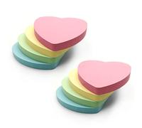 Evergreen Goods Heart Shaped Sticky Post Notes | Removable Adhesive Assorted Colours (Yellow, Pink, Blue, Green) | 100 Sheets per pad - 76x76mm (3"x3") (8 Pads, Pastel Hearts)