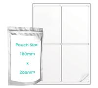 Evergreen Goods Silver Foil Resealable Bags 180mm x 260mm (50pcs) with Glossy Waterproof Printable Labels 1"x2" Aluminium Ziplock Packaging for Branding, Crafts, Storage, Gifting