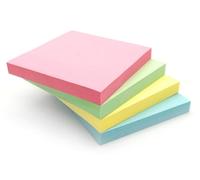 Evergreen Goods Sticky Notes 76x76mm - 400 Pastel Self-Stick Note Pads, 4 Colours (Blue Pink Green Yellow), 100 Sheets per Pad for Office, Home and School
