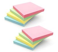 Evergreen Goods Sticky Notes 8 Pads | 800 Sheets Pastel Coloured Memo Pads | 76x76mm Removable Adhesive | Blue Pink Green Yellow | Revision Notes, Office Supplies, Desk Organisation