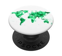 Evergreen - green world map. save the earth. phone holder PopSockets PopGrip: Swappable Grip for Phones & Tablets