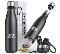 Evergreen Labs Water Bottle with Secret Compartment - Secret Hiding Place for Valuables - Stainless Steel Thermos (12 inches) with Large Hideaway (2.75x2.75 inches) for Money, Keys & Jewelry - Black