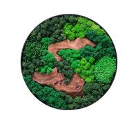 Evergreen Oasis Preserved Moss Wall Art, Wood Wall Decor Metal Frame, Unique Rustic Wall Hanging For Home Decor for Living Room, Bedroom, Office, Round Puzzle Pieces, 12x12 (1 Piece)