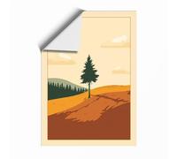 Evergreen on the Hill Minimalist Unframed Wall Art Print A2 (59.4×42cm), Wall Decor for Living Room, Bedroom, Office & Home, Art Gift