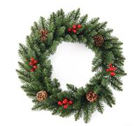 Evergreen Pine Wreath Christmas Wreath With Pine Cones And Berries Artificial Holiday Decoration for Door, Wall, Indoor Outdoor Use, Xmas Party Decor(30cm)