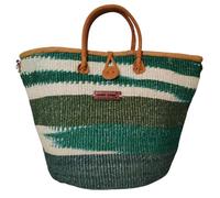 Evergreen Spirit Holiday Basket Handwoven Sisal Straw Basket Tote with Leather Handles and Button Closure, Large Straw Purse Perfect for Travel, Handmade Summer Beach Tote Handbag, lunch bag for Women