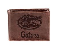 Evergreen Team Sports America NCAA University of Florida Brown Wallet | Bi-Fold | Officially Licensed Stamped Logo | Made of Leather | Money and Card Organizer | Gift Box Included