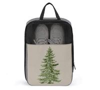 Evergreen Tree Green Leaves on Neutral Beige Shoe Bag for Travel Daily Use Anti-dust Storage Carrier Golf Shoe Pouch