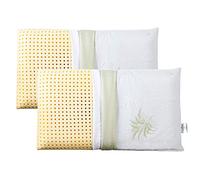 EVERGREENWEB - 2 Pack Memory Foam Pillow 40x70 High 12 cm Double Cover Aloe Vera and Cotton Removable for Cervical Spine and Neck, Pain, Hypoallergenic, Anti dust mite
